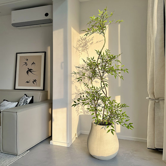 Nandina bamboo simulated green plant large indoor potted decorative flower ornaments living room floor-standing tree advanced bionic fake plant