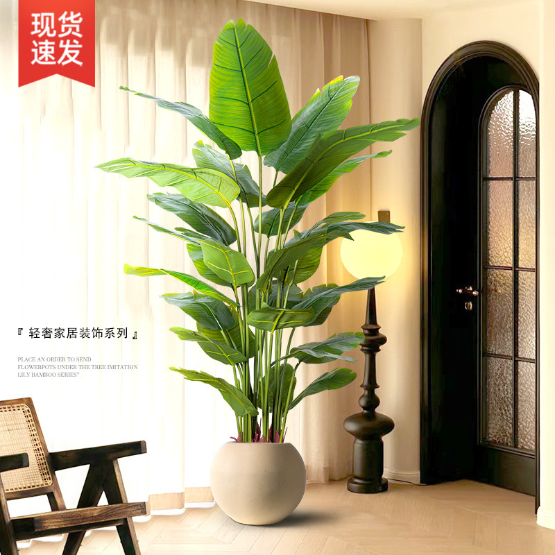 仿真绿植天堂鸟客厅轻奢电视柜落地摆件仿生花室内大型盆栽假植物,淘宝优惠券,粉丝福利购,淘宝优惠卷