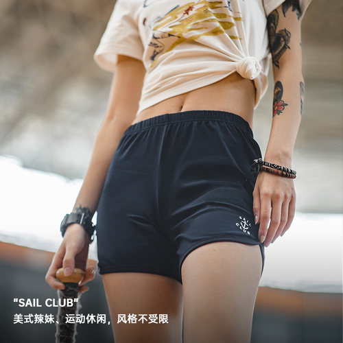 马登美式运动美高短裤修身休闲防走光打底健身瑜伽训练网球女夏季 - 图1