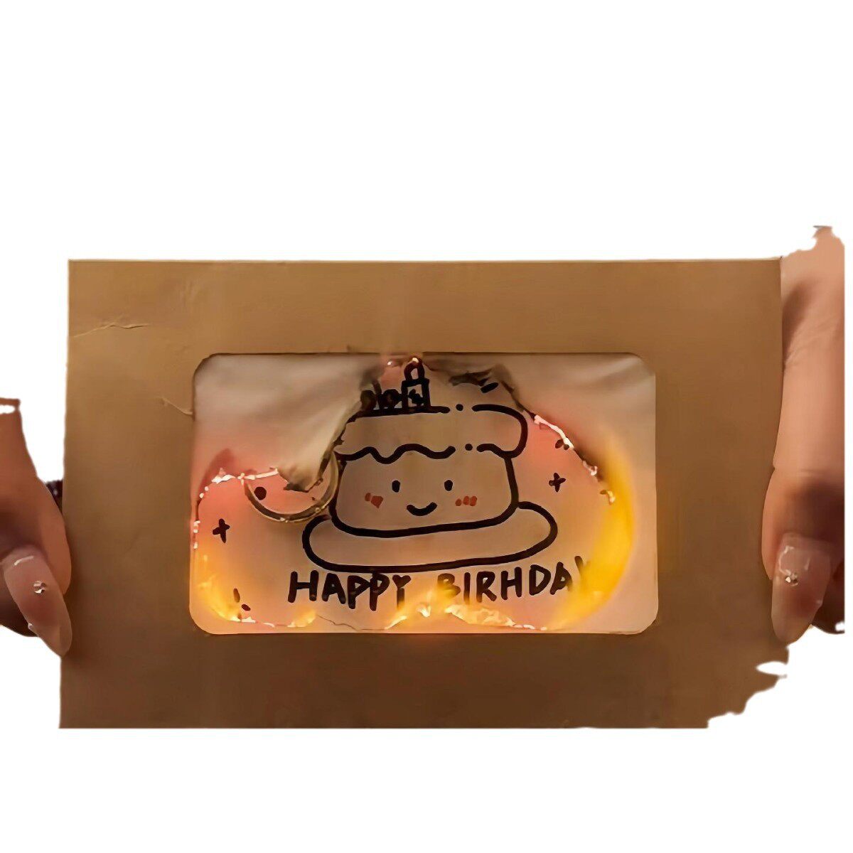 火焰燃烧贺卡生日快乐贺卡火烧贺卡燃烧信封手工diy制作材料包圣诞节送朋友惊喜卡片礼物
