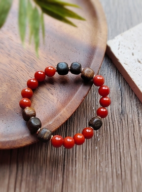 春莳「心游太玄」新中式天然南玛瑙沉香小众设计手链文玩手串