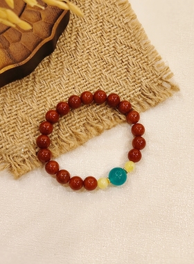 春莳「穗红」新中式天然南红玛瑙蜜蜡天河石保平安吉祥手链手串女