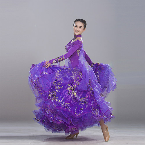 摩登舞比赛舞裙 高档国标舞交谊舞大摆裙 新款华尔兹连衣裙演出服 - 图2