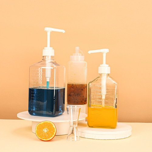 Ручная спреда на сахарная бутылка молоко чай магазин фруктоза сжимание сиропа со шкалом сжимание соуса бутылка коммерческий страстный сок