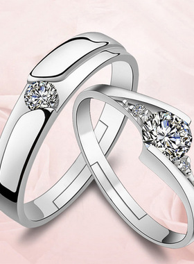 唯华 情侣韩版开口爱心情侣对戒结婚男女柔情尾戒镀银戒厂家 批发