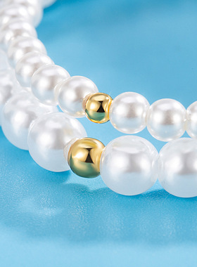 跨境小众法式复古ABS仿珍珠优雅手链 手工制作串珠chic风手饰批发