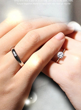 唯华 首饰女 情侣镀银戒指女开口活口 韩版情侣对戒 时尚女手饰品