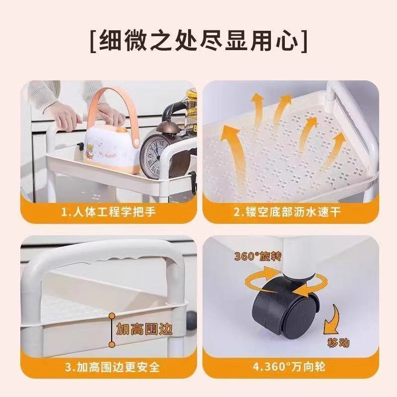 小推车落地卫生间多层厨房移动零食蔬菜卧室床头收纳储物架WA2