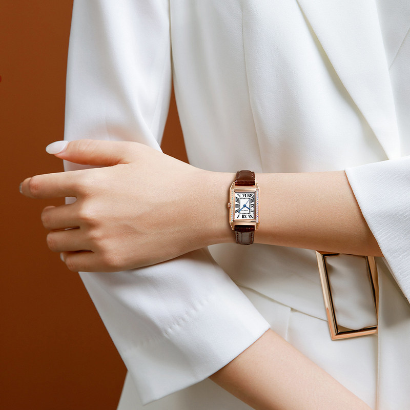 专柜同款罗西尼女简约防水小方表 罗西尼手表国产腕表