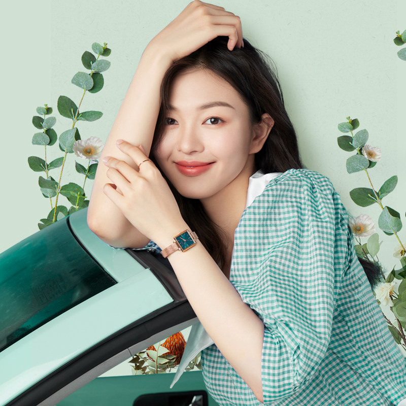 新品罗西尼女ins风简约气质小绿表 罗西尼手表国产腕表
