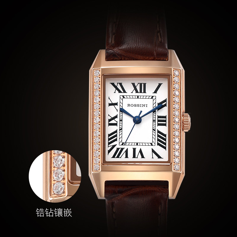 专柜同款罗西尼女简约防水小方表 罗西尼手表国产腕表