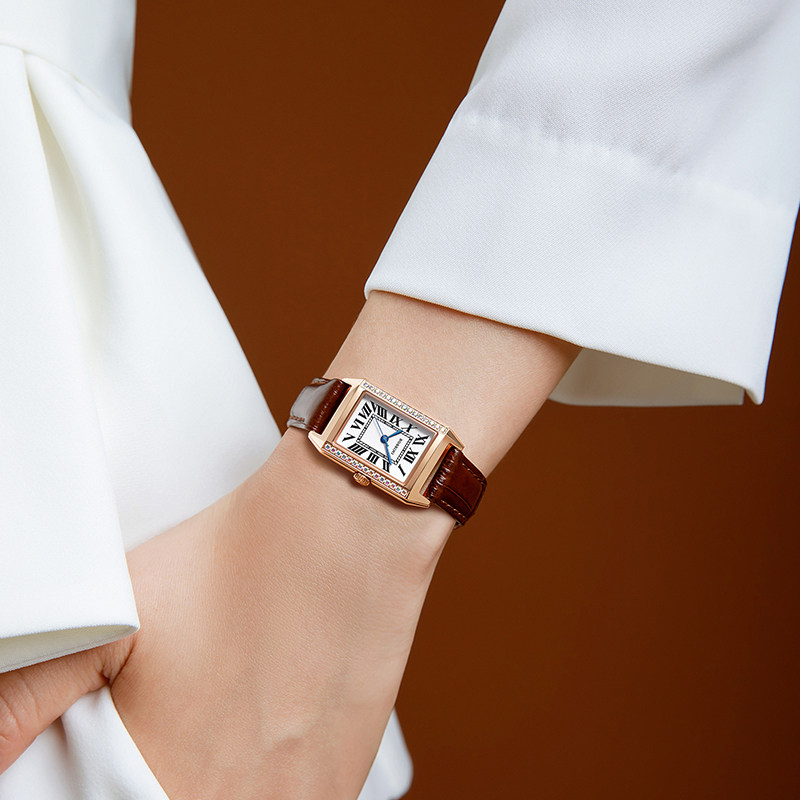 专柜同款罗西尼女简约防水小方表 罗西尼手表国产腕表