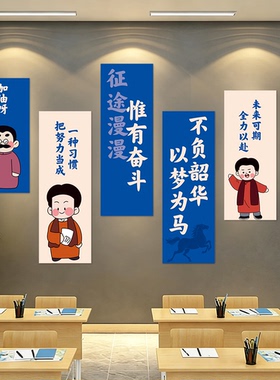 小学高三红色托管班级布置教室装饰墙贴自习黑板报材料文化励志贴