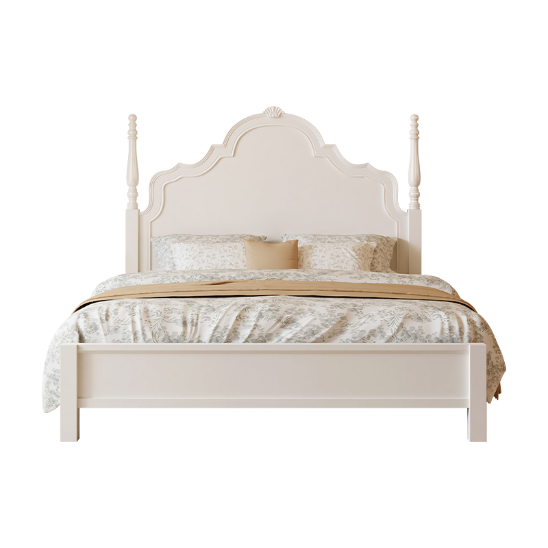 法式床奶油风公主床美式复古实木床白色安娜床1.8m双人床女生卧室