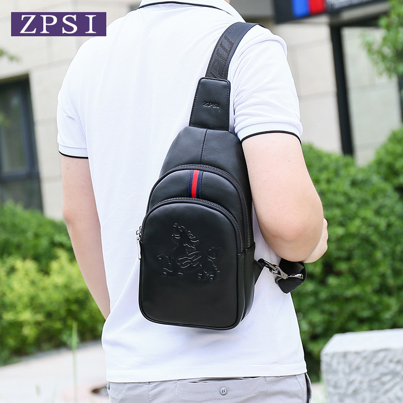 胸包男士潮牌旅行休闲轻便斜挎包 珍皮士男士包袋