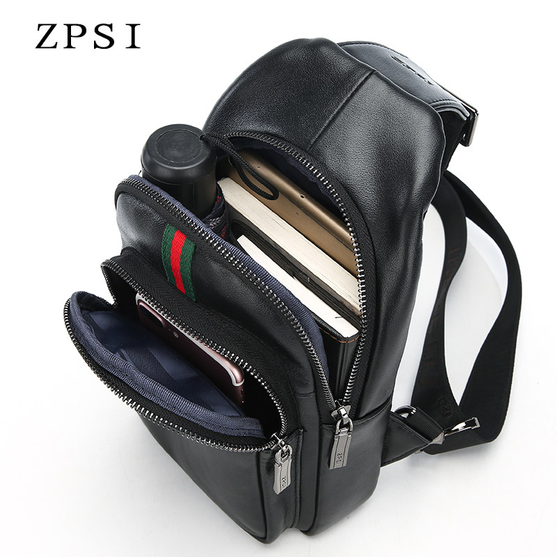 胸包男士潮牌旅行休闲轻便斜挎包 珍皮士男士包袋