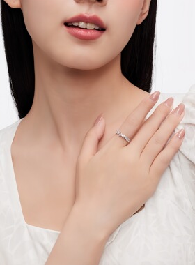 s999纯银爱心蝴蝶结戒指女小众创意开口设计高级尾戒森系轻奢指环