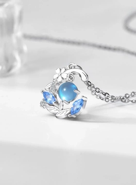 原创新品月光花语项链女925纯银百搭高级感不掉色月光石吊坠秋冬