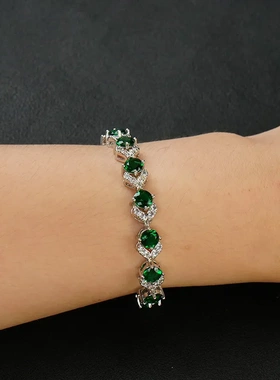 欧美跨境新款女百搭小众高级感饰品气质华丽镀金绿色首饰手链