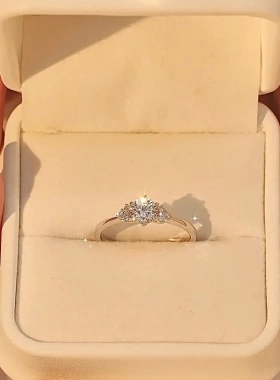 同款闪钻锆石六爪戒指女 简约时尚设计感冷淡风食指戒指环