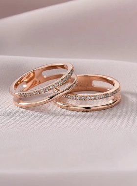 欧美热款钛钢戒指女ins简约18k玫瑰金钛钢指环复古情侣尾戒潮首饰