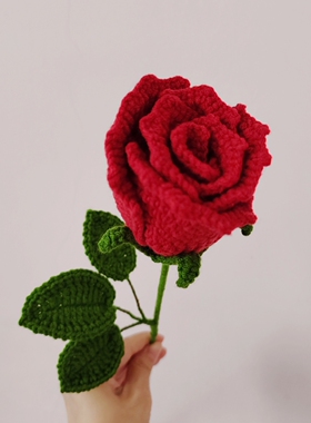 钩织玫瑰花手工毛线钩织永生花