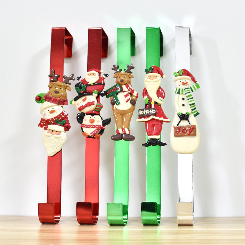 圣诞装饰品铁艺彩色圣诞老公公雪人挂钩花环麋鹿挂钩藤条墙挂门挂,淘宝优惠券,粉丝福利购,淘宝优惠卷