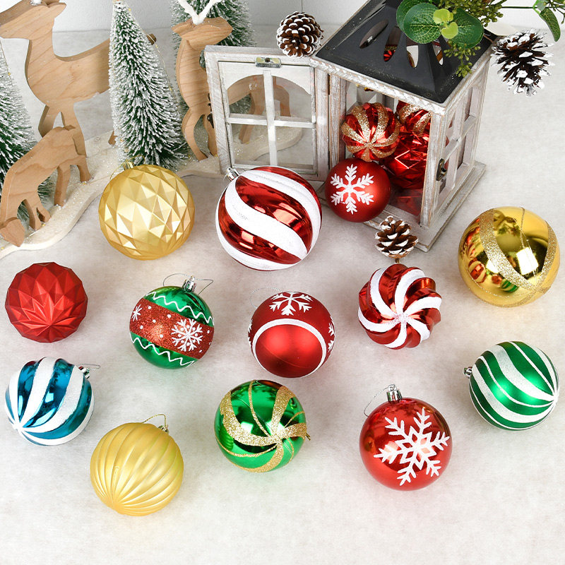 圣诞装饰球6-12CM彩绘塑胶球吊球圆球花环藤条花环搭配道具装饰品,淘宝优惠券,粉丝福利购,淘宝优惠卷