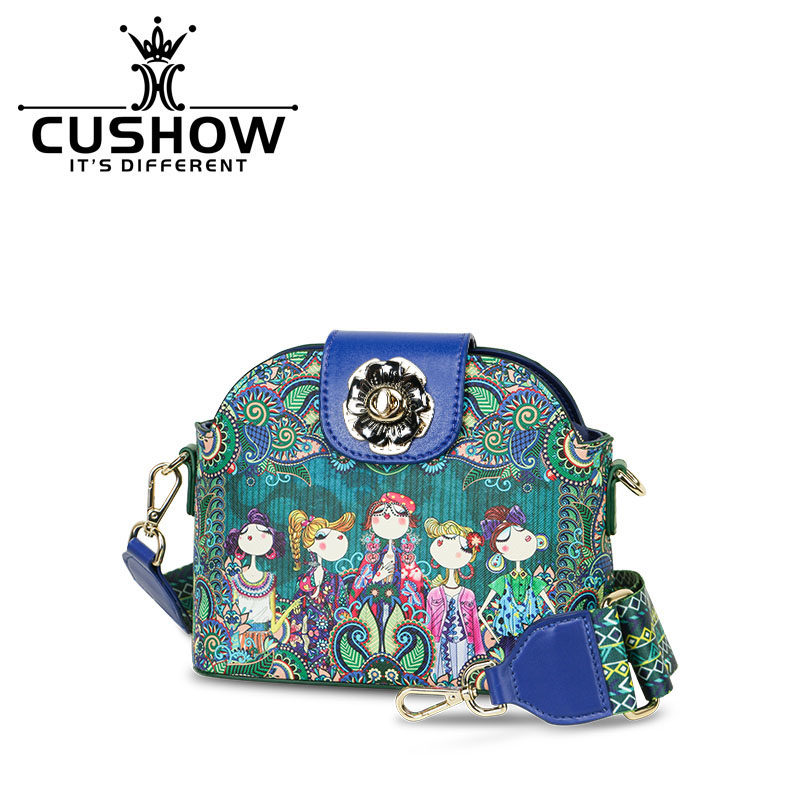 卡秀原创时尚宽肩带印花包斜挎小包 卡秀女士包袋