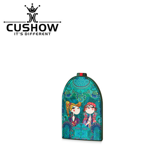 卡秀原创牛皮印花薄款抽绳钥匙包2025新款迷你真皮汽车锁匙收纳包