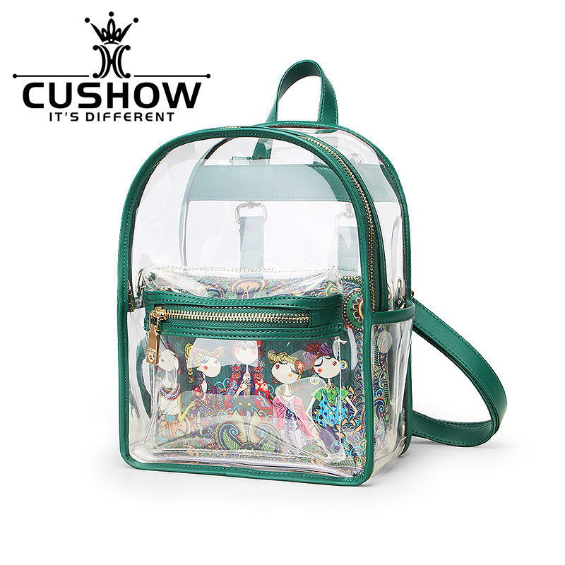 卡秀透明果冻双肩包2025春新款透明背包宽肩带多用女包单肩斜挎包,淘宝优惠券,粉丝福利购,淘宝优惠卷