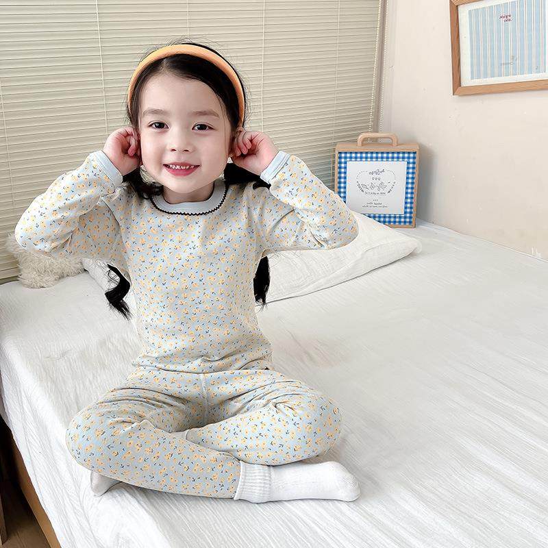女童小碎花家居服纯棉A类保暖内衣棉毛衫秋衣秋裤睡衣无痕套装冬,淘宝优惠券,粉丝福利购,淘宝优惠卷