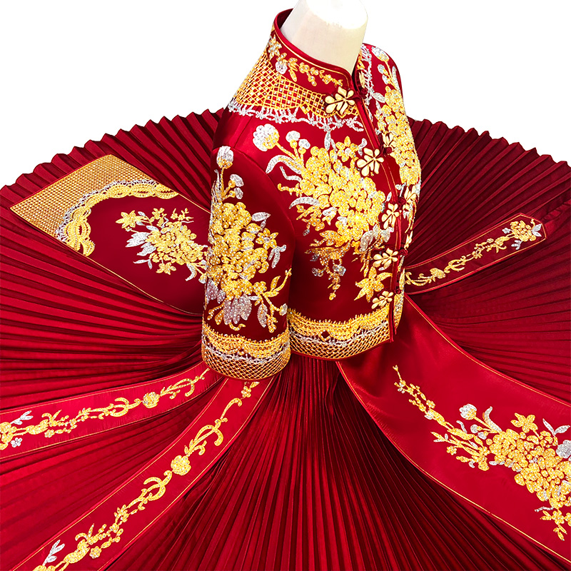 逸芬梦纺旗舰店秀禾服新款结婚新娘礼服中式凤冠霞帔婚纱嫁衣中国风龙凤褂夏3
