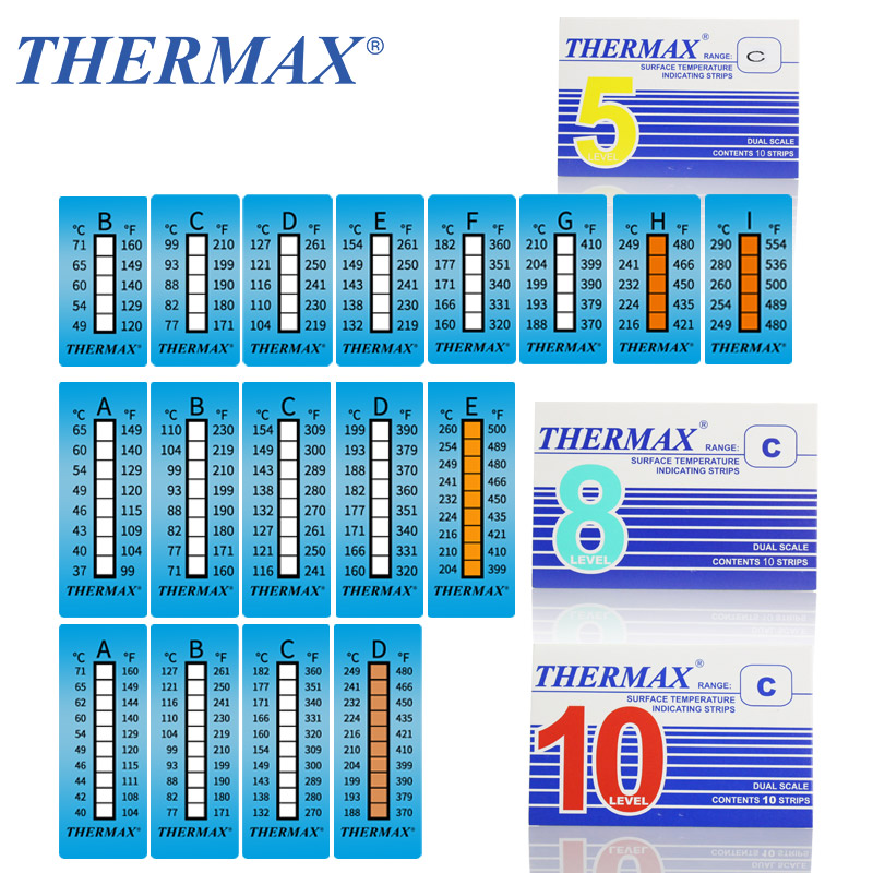 英国Thermax测温贴纸进口五格/六格/八格/十格测温纸TMC热敏试纸 - 图0