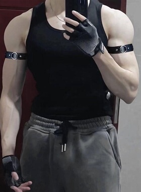 男生皮革臂环体育生1S0M衬衫袖箍型男袖环臂带项圈项链颈环上臂环