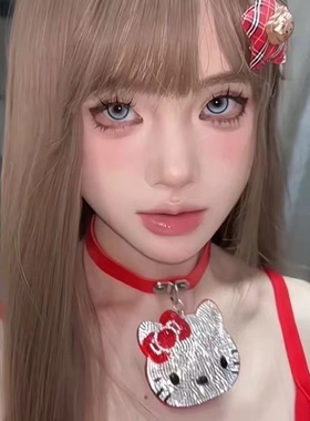 霏儿 自制千禧辣妹y2k小猫满钻吊坠皮带项链颈链choker项圈