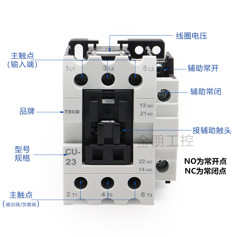 原装东元台安TECO电磁交流接触器CU-23 CN23常开23A 220/110/380V - 图0