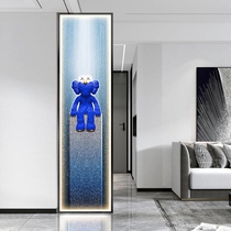 Modern Painted Art Glass Screen Partition Background Wall Wine Cabinet Frosted Light Transmission Double-sided Violent Bear Genguan Steel