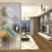 New Chinese Elk Deer Art Glass Screen Partition Background Wall Shoes Cabinet Wine Cabinet Frosted Euphotic Double-sided Entry into the family