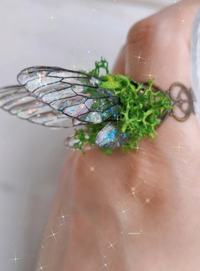 手作精灵翅膀复古戒指