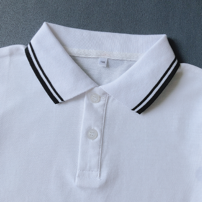 儿童校服POLO衫短袖白色T恤夏纯棉中大童上衣男童女童小学生班服