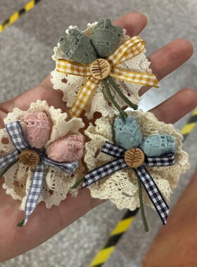 温柔织女系布艺毛线郁金香花朵布贴diy发圈边夹头饰胸花服饰辅料