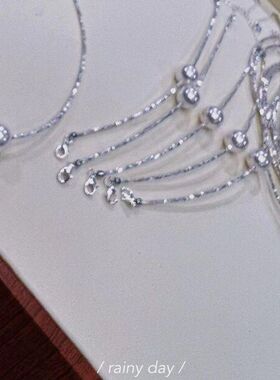 项链银子实拍珠银碎12m925锁骨