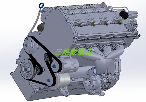 直列四缸L4涡轮增压汽车柴油机发动机Solidworks3D三维几何数模型 - 图1