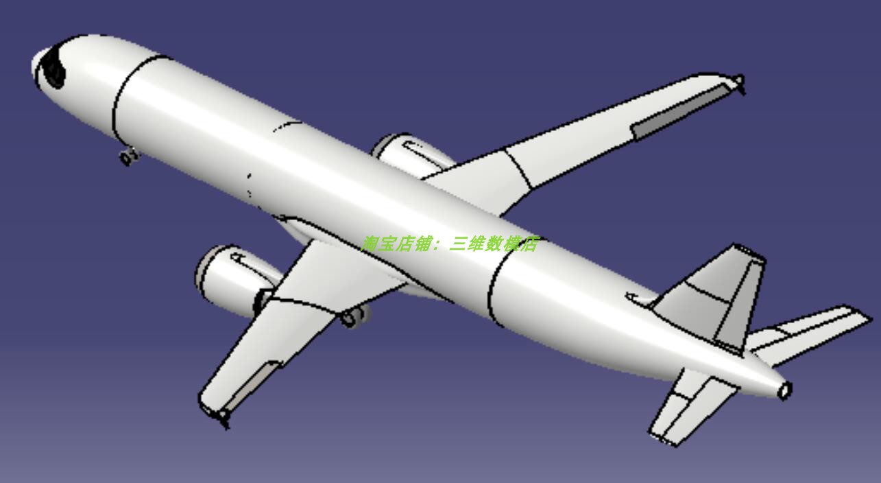 A321固定翼大客机飞机三维几何数模型3D打印素材喷气涡轮发动机轮 - 图1