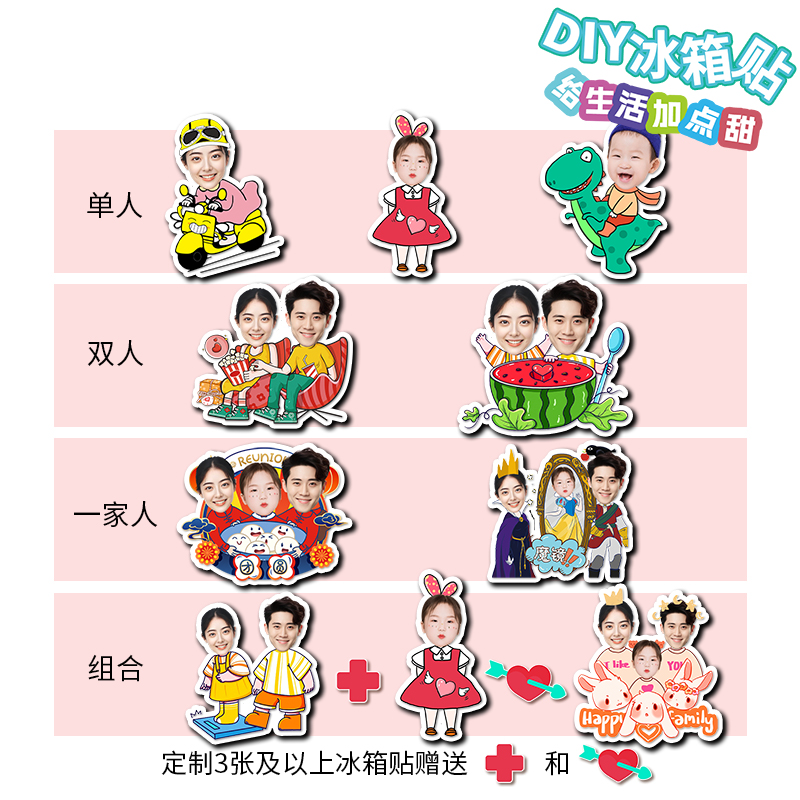 diy冰箱贴定制亚克力磁贴照片个性创意卡通可爱装饰头像情侣宝宝