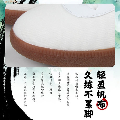 新品红棉太极鞋牛筋底透气中国风帆布鞋女武术练功表演训练太极拳 - 图2