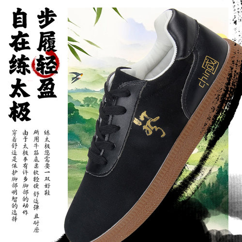新品红棉太极鞋牛筋底透气中国风帆布鞋女武术练功表演训练太极拳 - 图0