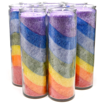 Red Orange Yellow Green Blue Purple Color Candle Colored Cylindrical Seven Color Long Pole Wax Glass Bottle Lighting Candle