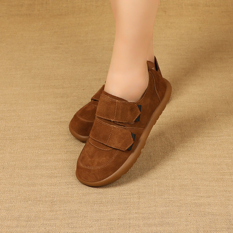 勃肯鞋2025秋季新款真皮平底休闲复古魔术贴单鞋丑萌百搭时尚女鞋,淘宝优惠券,粉丝福利购,淘宝优惠卷